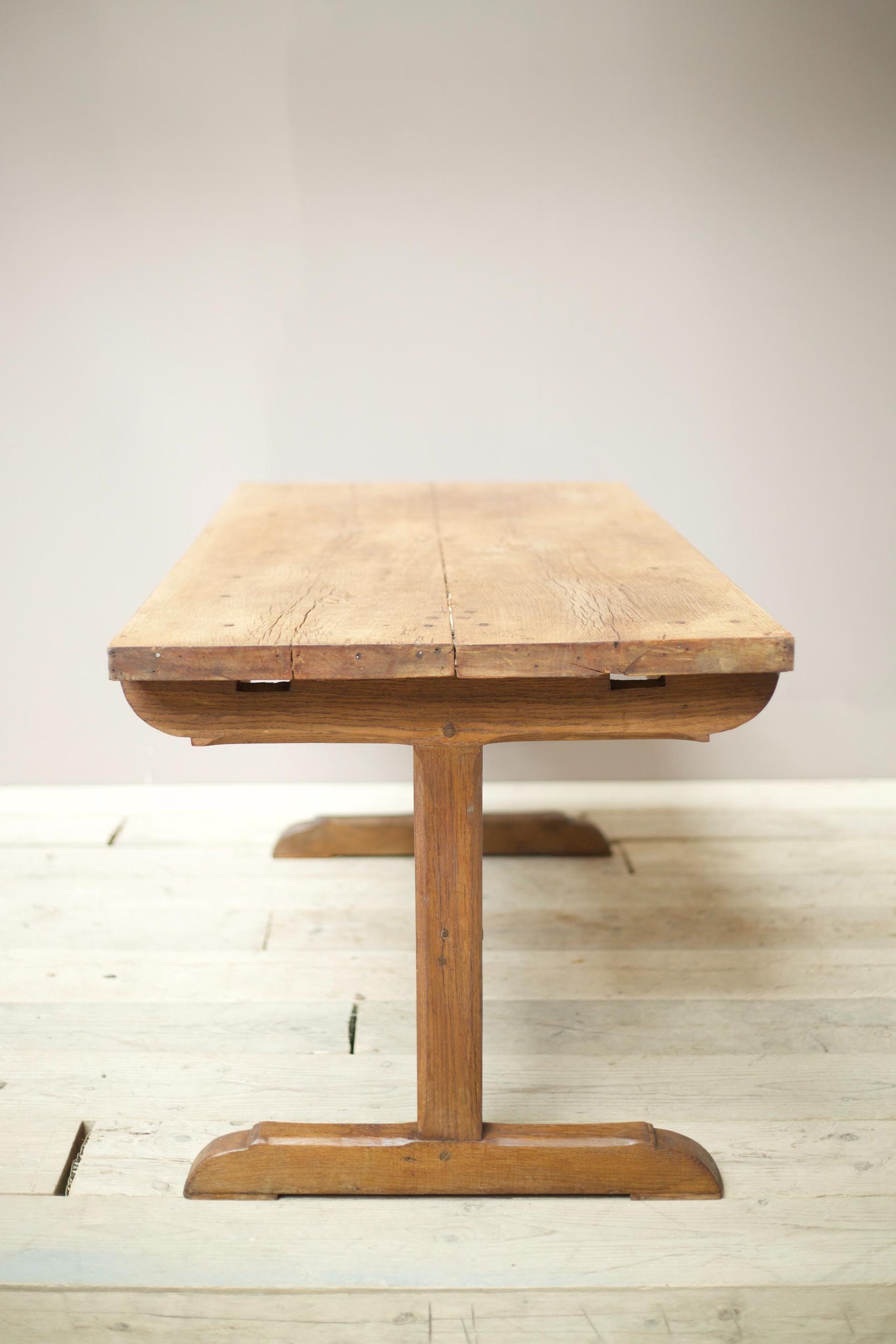 19th century French refectory table with elm planked top