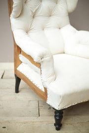 Pair of Napoleon III Buttoned wingback armchairs - TallBoy Interiors