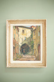 Early 20th century Oil on canvas of a French Street - TallBoy Interiors