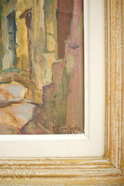 Early 20th century Oil on canvas of a French Street - TallBoy Interiors