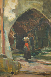 Early 20th century Oil on canvas of a French Street - TallBoy Interiors