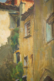 Early 20th century Oil on canvas of a French Street - TallBoy Interiors