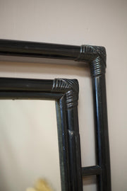 Mid century Black lacquer bamboo mirror - TallBoy Interiors