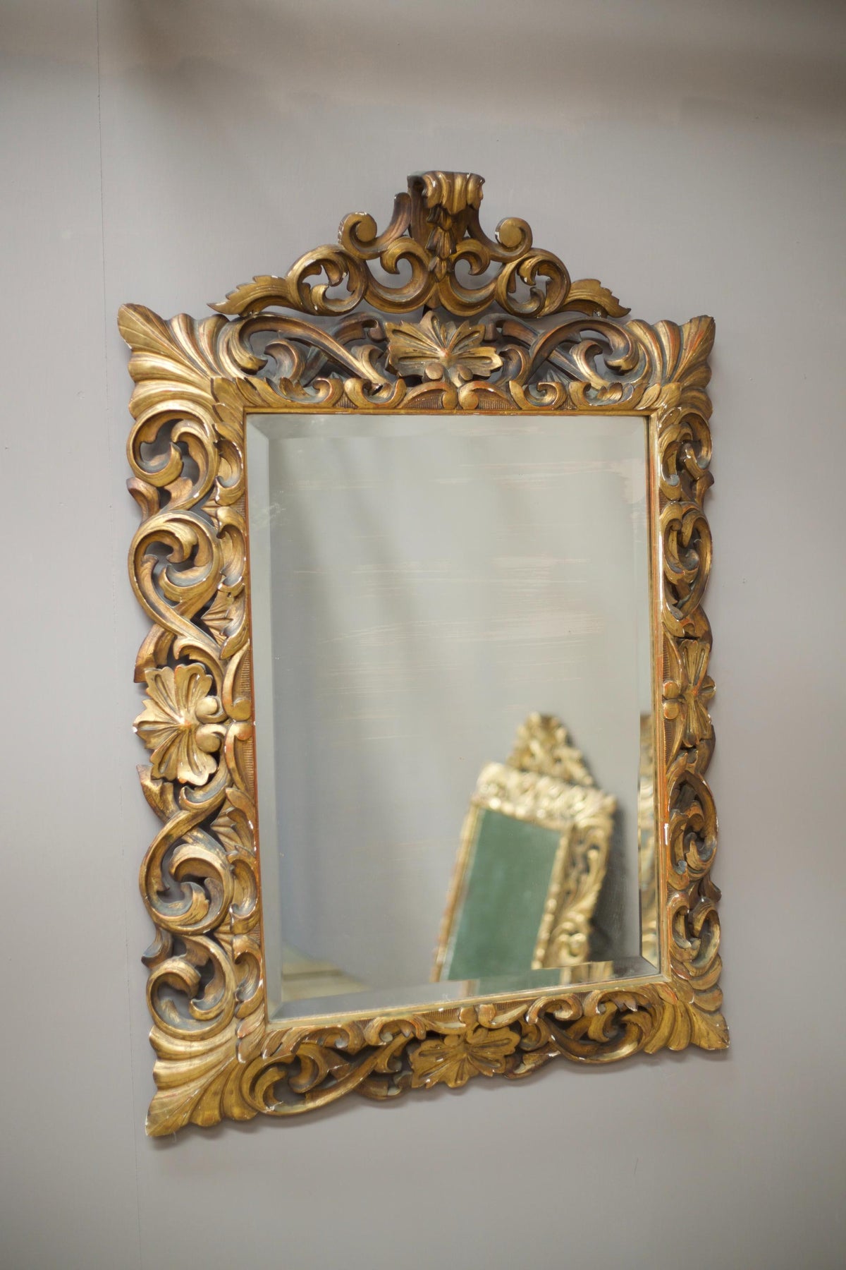 Large Early 19th century Italian giltwood carved mirror - TallBoy Interiors