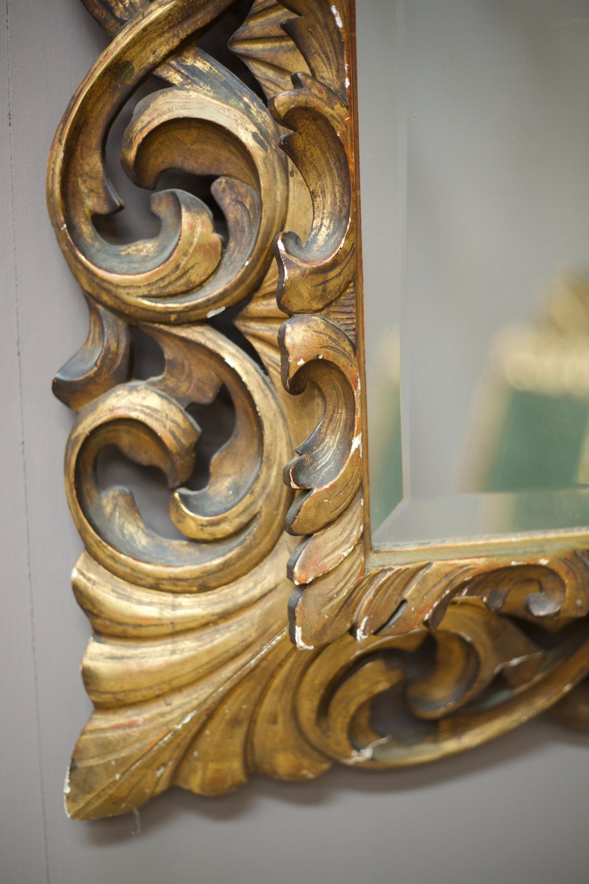 Large Early 19th century Italian giltwood carved mirror - TallBoy Interiors