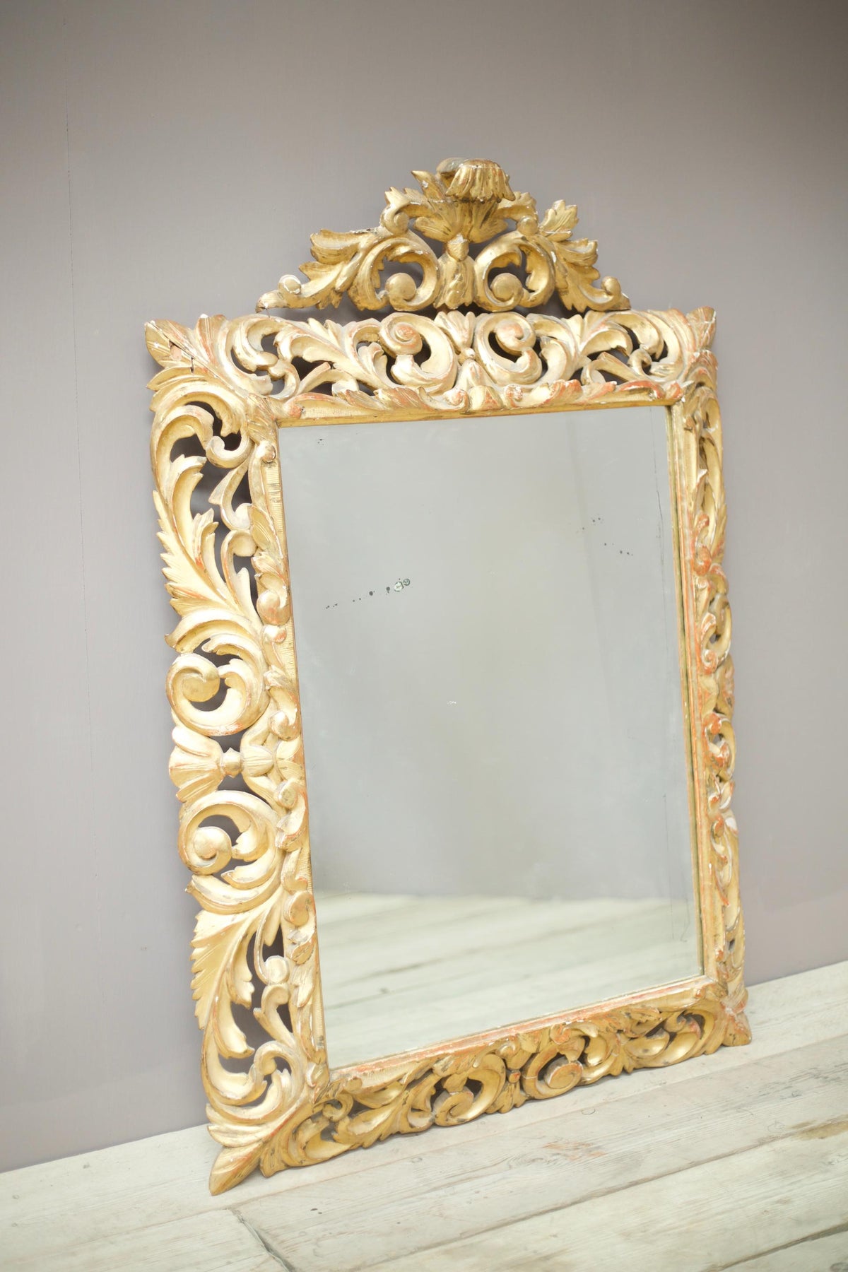 Large Early 19th century bright gilt Italian carved mirror - TallBoy Interiors