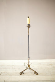 Mid century Spanish gilt metal and leather floor lamp - TallBoy Interiors