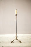 Mid century Spanish gilt metal and leather floor lamp