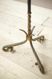 Mid century Spanish gilt metal and leather floor lamp - TallBoy Interiors