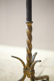 Mid century Spanish gilt metal and leather floor lamp - TallBoy Interiors