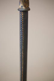 Mid century Spanish gilt metal and leather floor lamp - TallBoy Interiors
