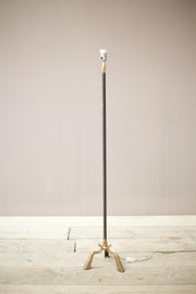 Mid century Spanish brass and black leather floor lamp - TallBoy Interiors