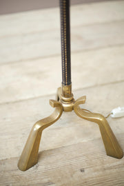 Mid century Spanish brass and black leather floor lamp - TallBoy Interiors