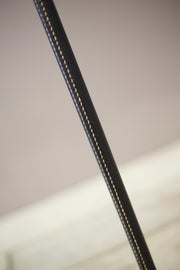 Mid century Spanish brass and black leather floor lamp - TallBoy Interiors