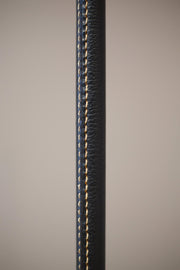 Mid century Spanish brass and black leather floor lamp - TallBoy Interiors