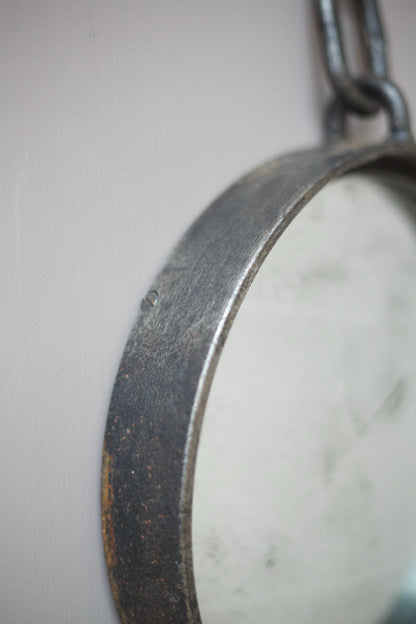 Mid century Italian steel circular wall mirror
