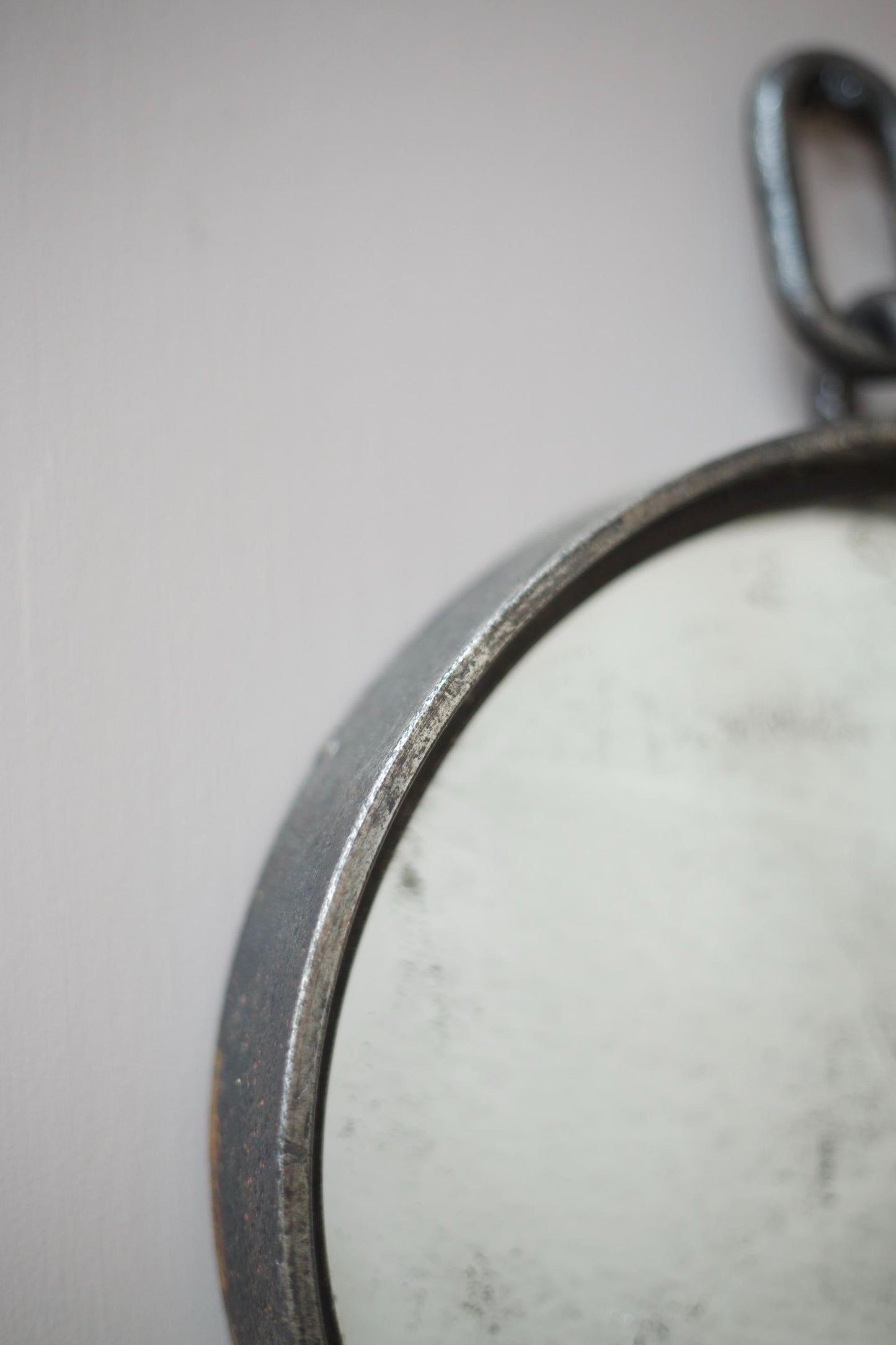 Mid century Italian steel circular wall mirror