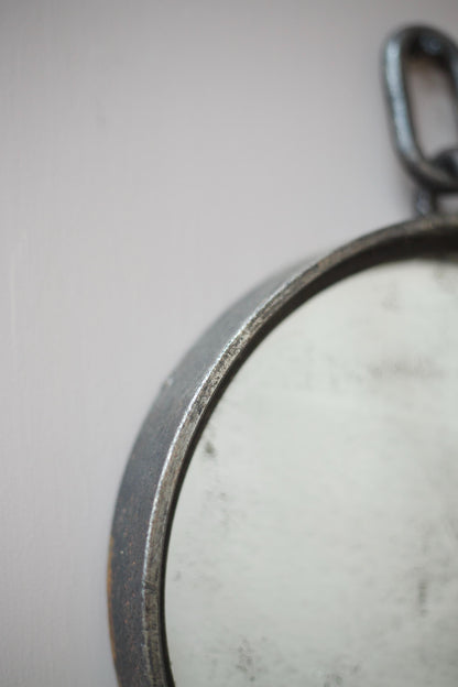 Mid century Italian steel circular wall mirror
