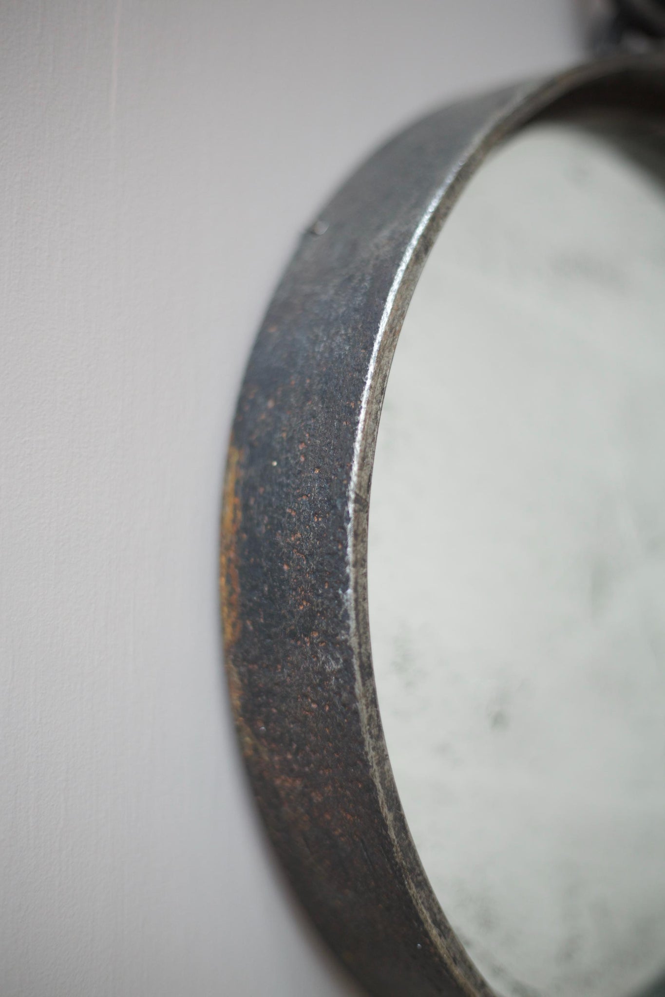 Mid century Italian steel circular wall mirror