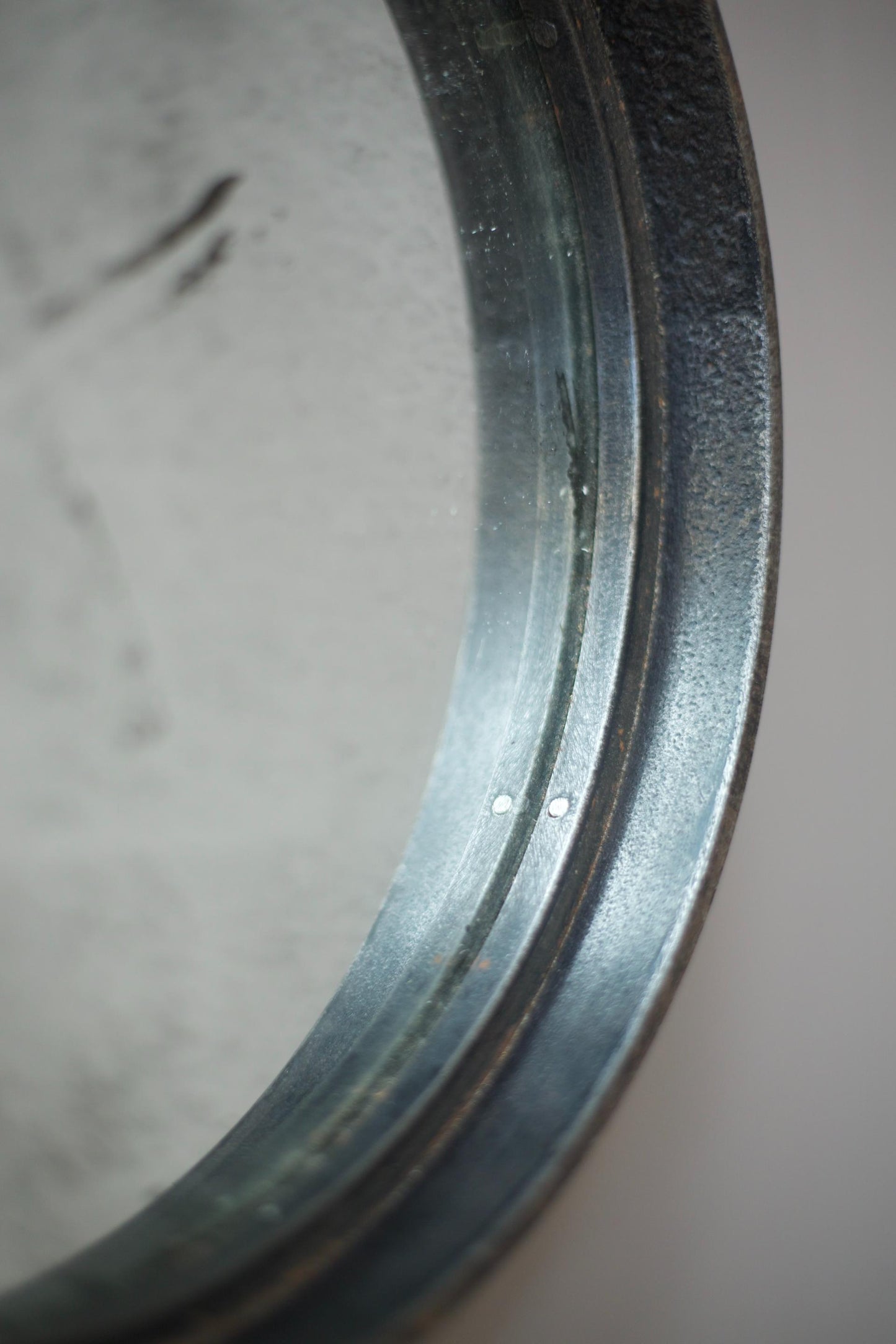Mid century Italian steel circular wall mirror