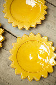 Set of 3 Early 20th century starburst plates - Yellow - TallBoy Interiors