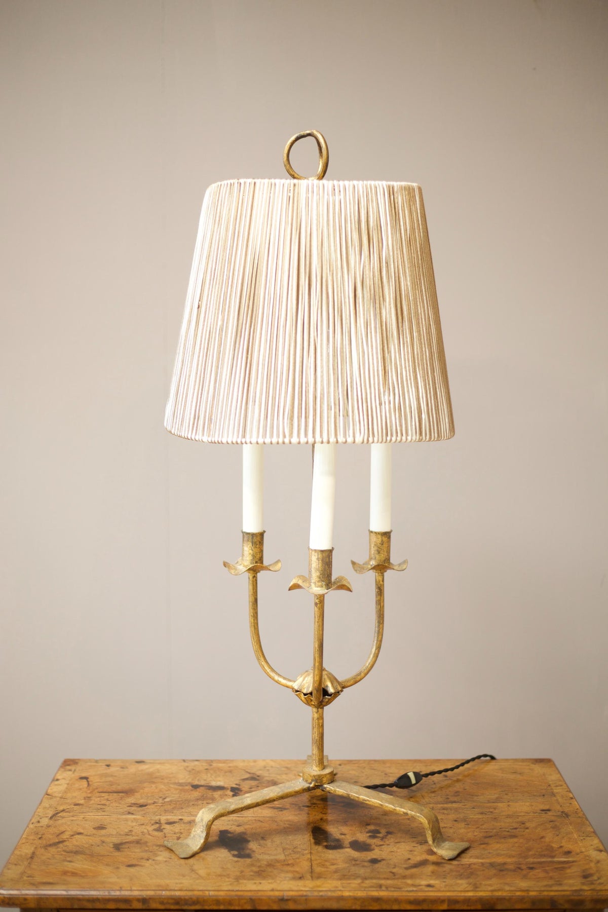 Mid century Spanish gilt metal table lamp - TallBoy Interiors