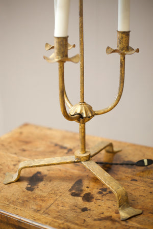 Mid century Spanish gilt metal table lamp