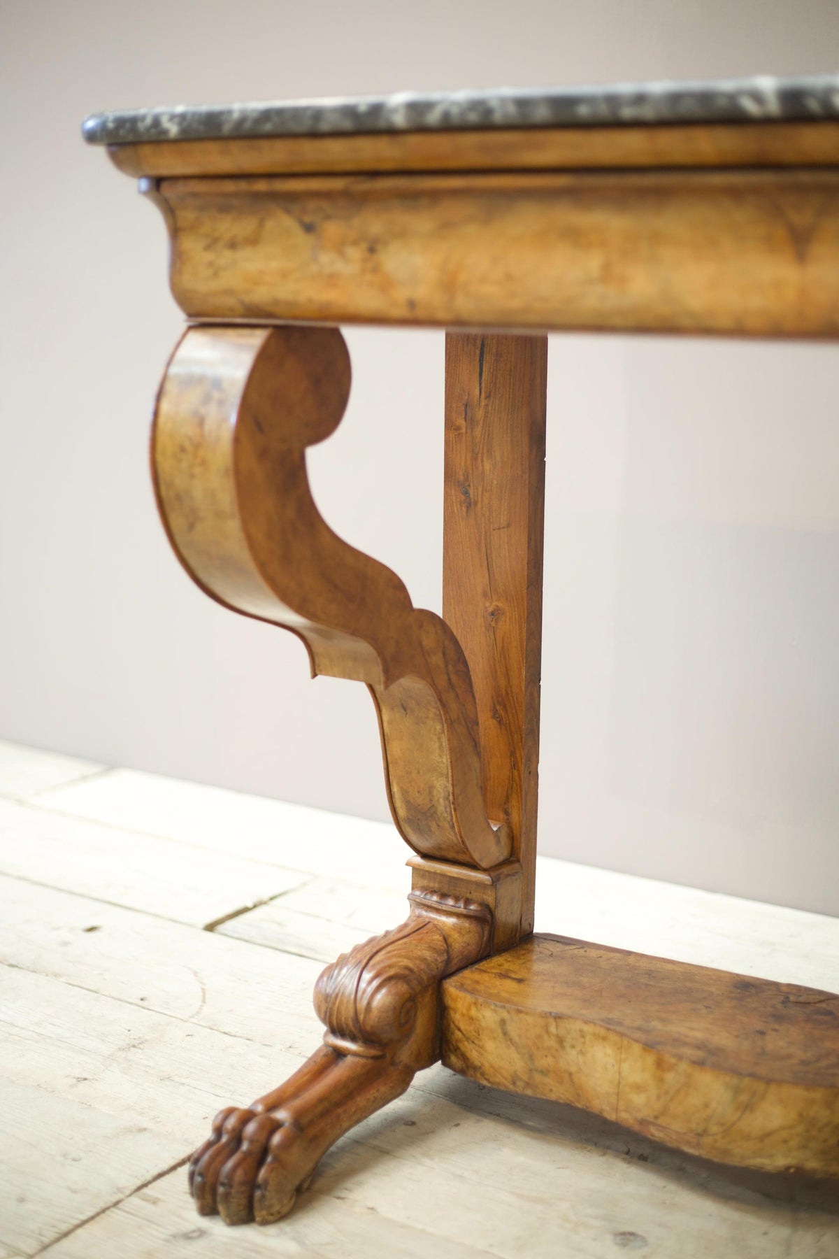19th century French walnut and marble console table - TallBoy Interiors