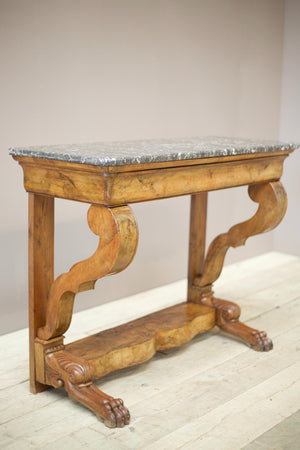19th century French walnut and marble console table
