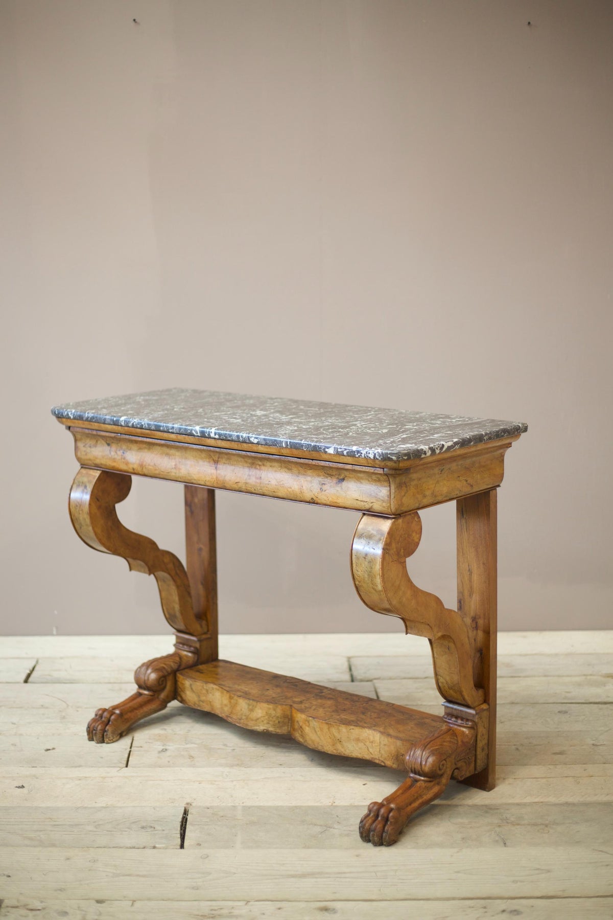 19th century French walnut and marble console table - TallBoy Interiors