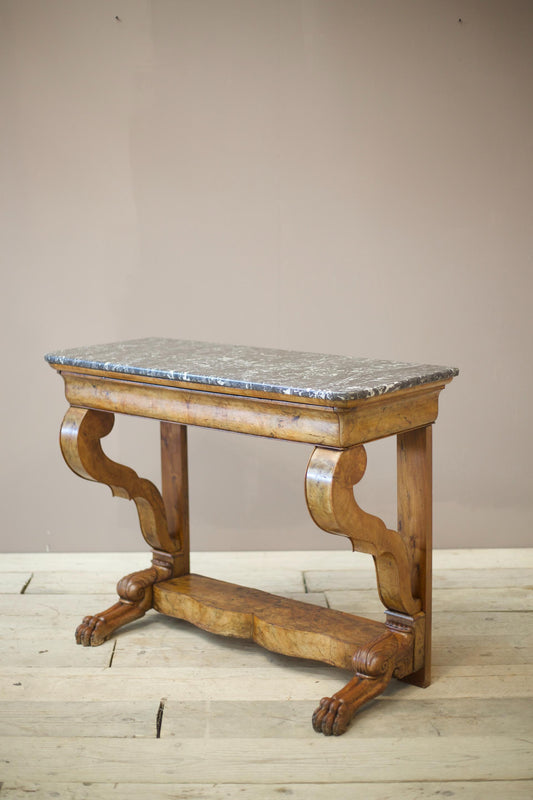 19th century French walnut and marble console table