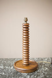 Mid century turned teak table lamp - TallBoy Interiors