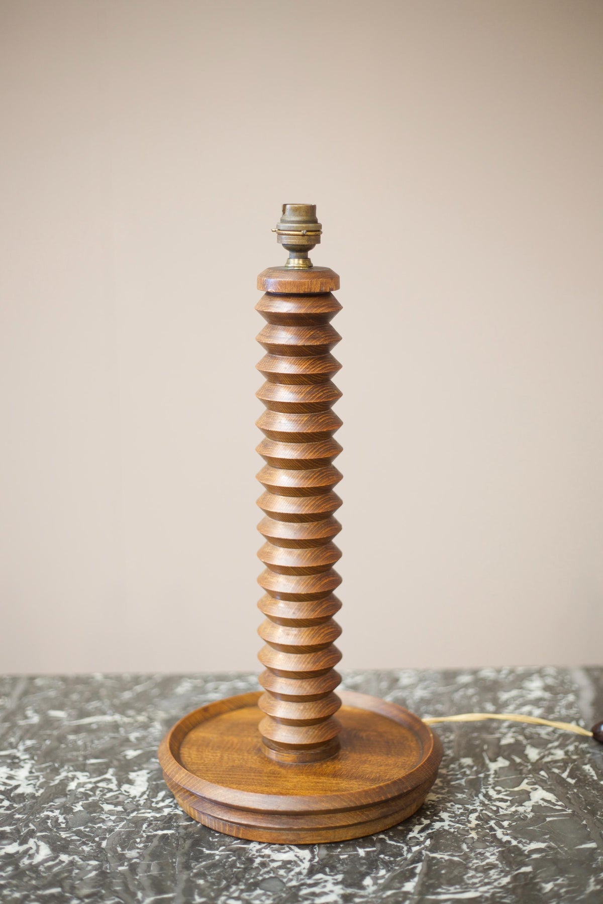 Mid century turned teak table lamp - TallBoy Interiors
