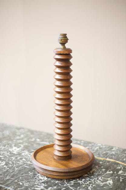 Mid century turned teak table lamp