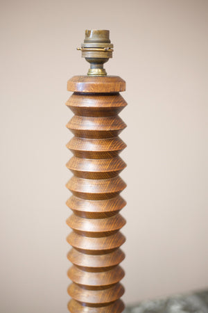 Mid century turned teak table lamp