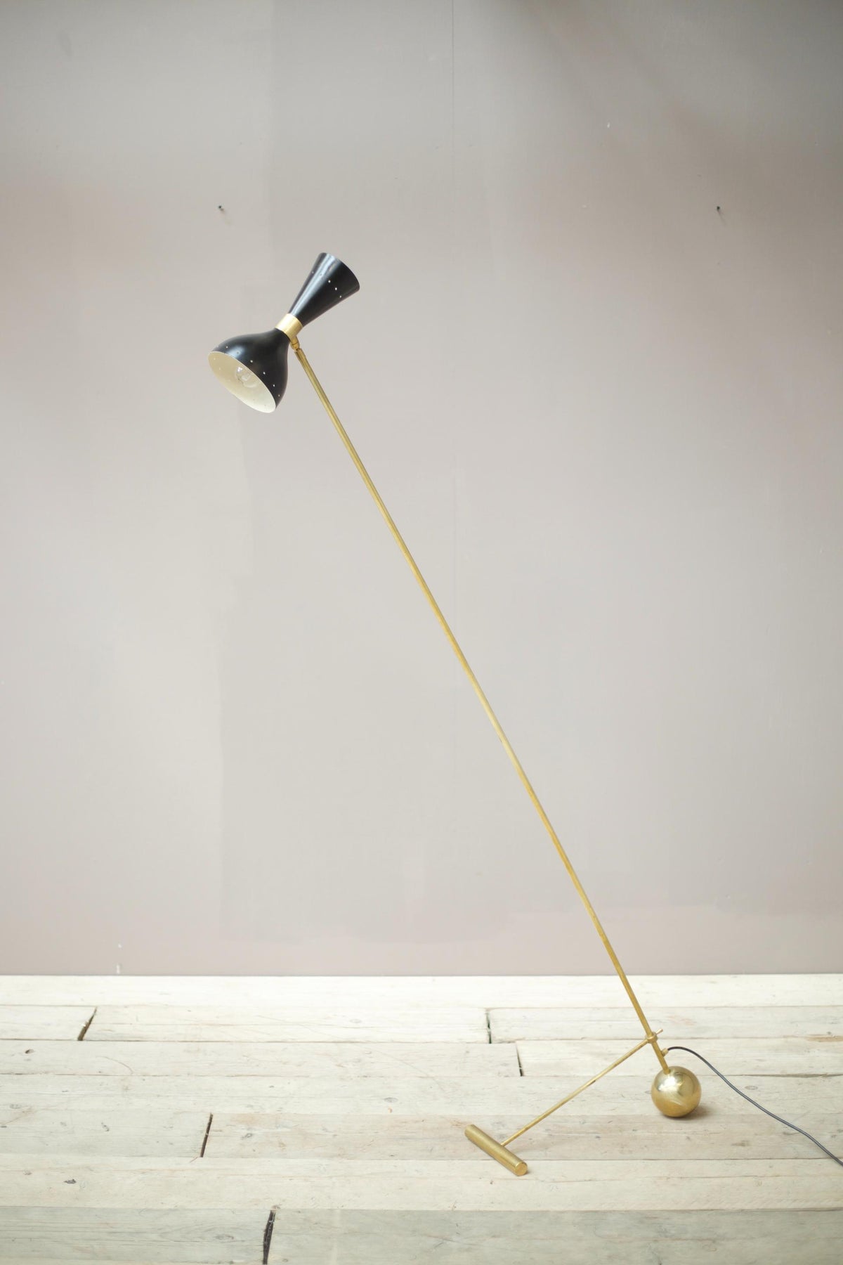 Mid century brass and black Italian floor lamp by Stilnovo - TallBoy Interiors