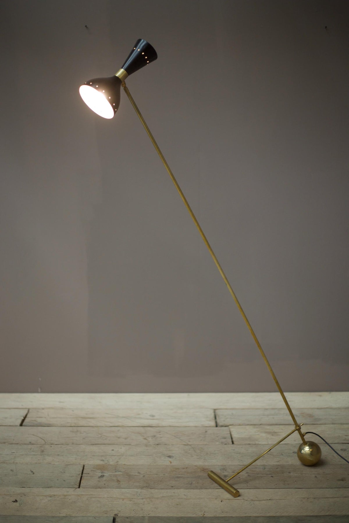 Mid century brass and black Italian floor lamp by Stilnovo - TallBoy Interiors