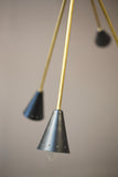 Mid century Brass and Black Italian pendant light by Stilnovo