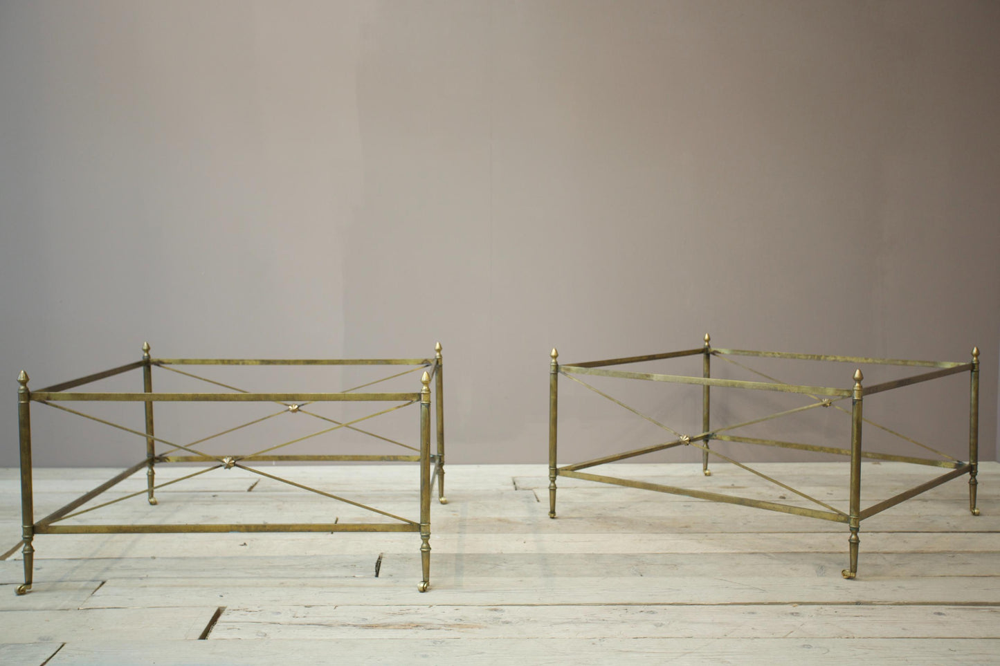 Pair of Large Mid century French brass coffee tables