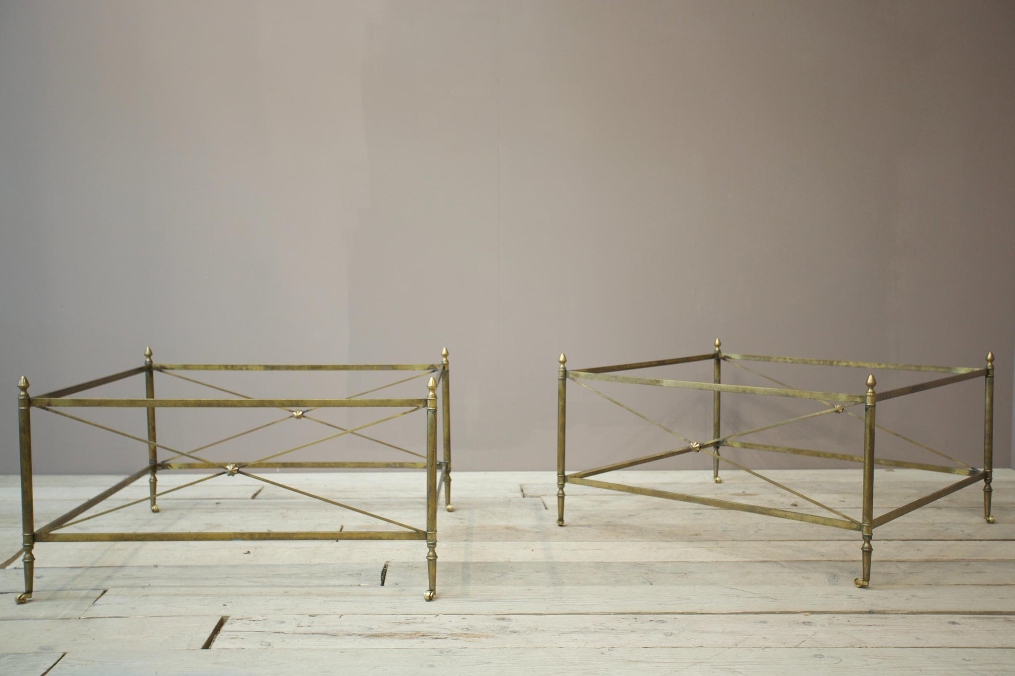 Pair of Large Mid century French brass coffee tables