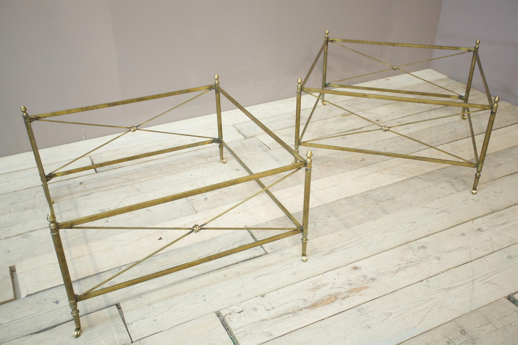 Pair of Large Mid century French brass coffee tables