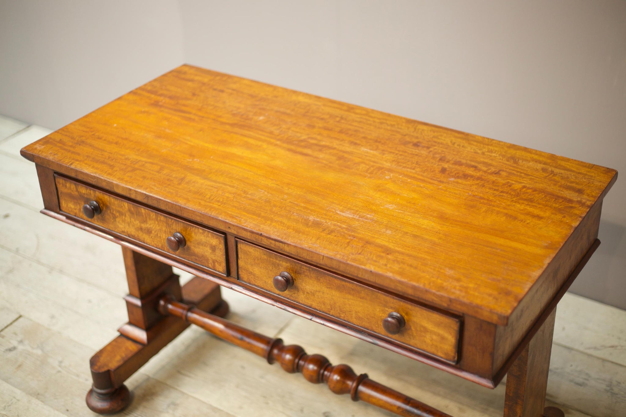 Victorian mahogany two drawer writing table