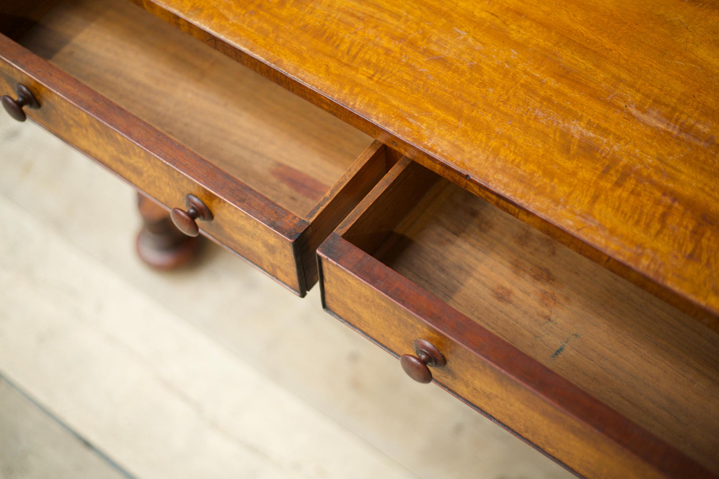 Victorian mahogany two drawer writing table
