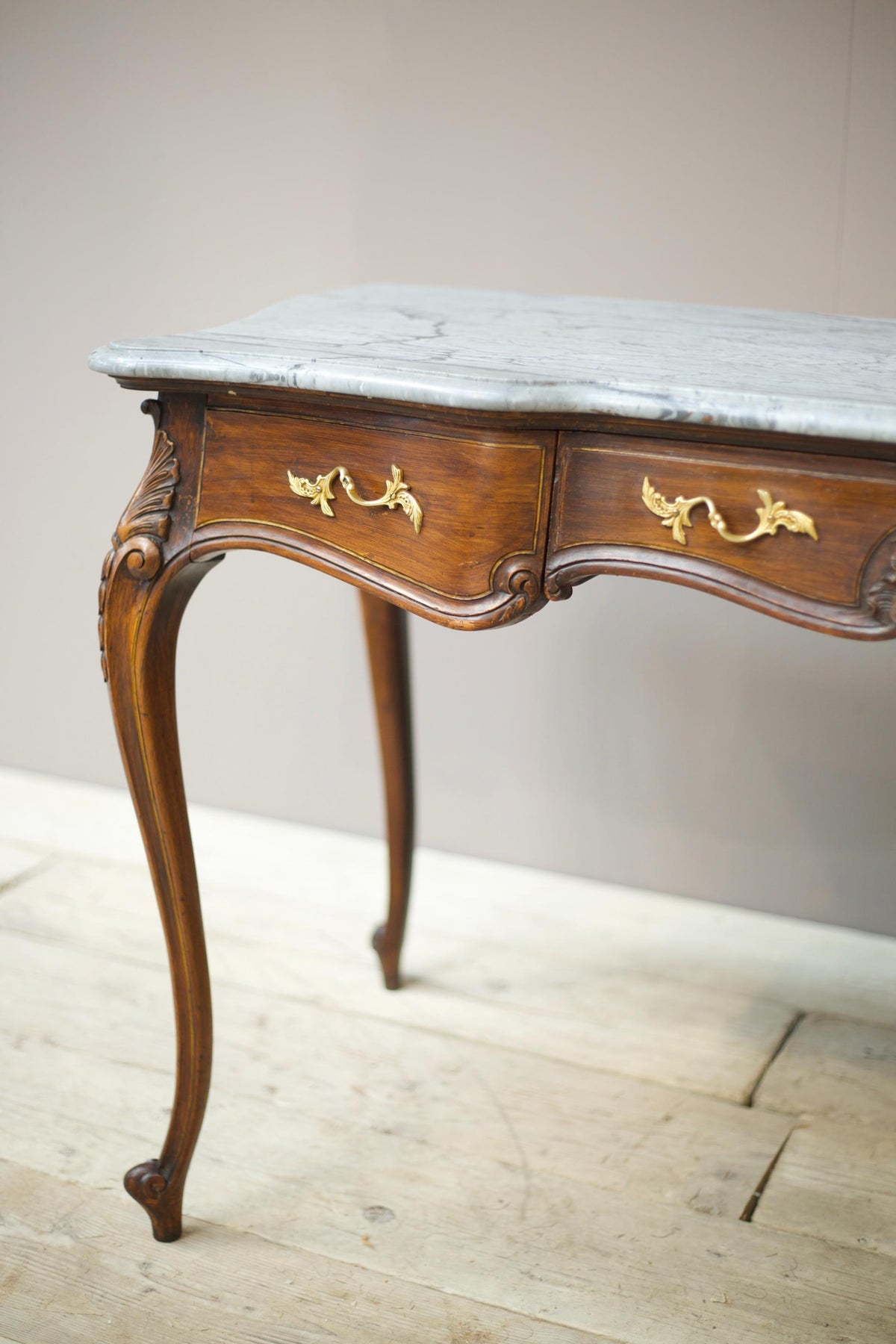 Early 20th century Faux rosewood and grey marble console table - TallBoy Interiors