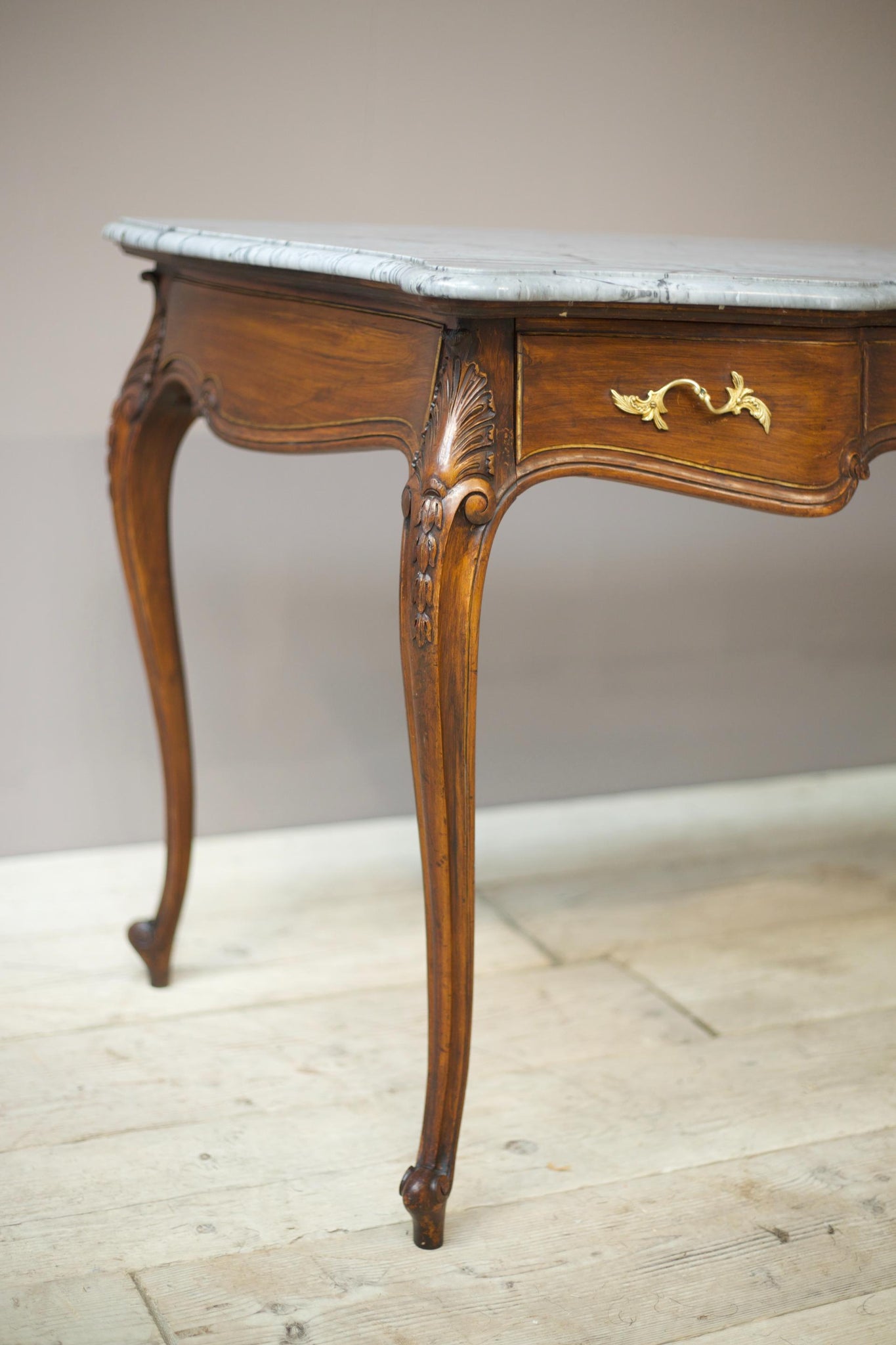 Early 20th century Faux rosewood and grey marble console table