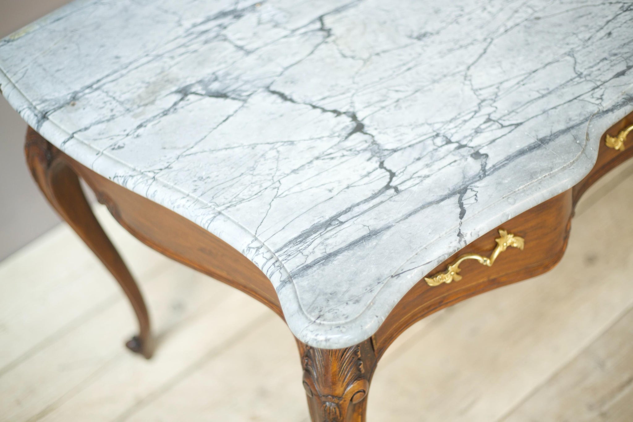 Early 20th century Faux rosewood and grey marble console table