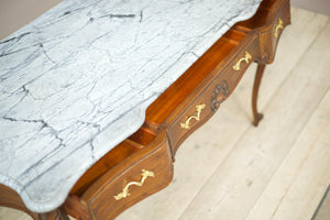 Early 20th century Faux rosewood and grey marble console table