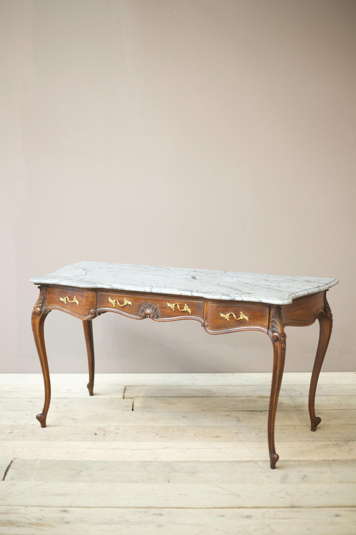 Early 20th century Faux rosewood and grey marble console table - TallBoy Interiors