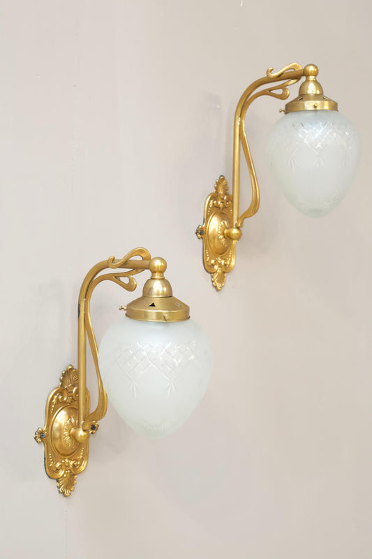 Pair of 20th century cut glass wall lights - smaller