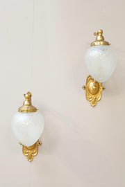 Pair of 20th century cut glass wall lights - smaller - TallBoy Interiors